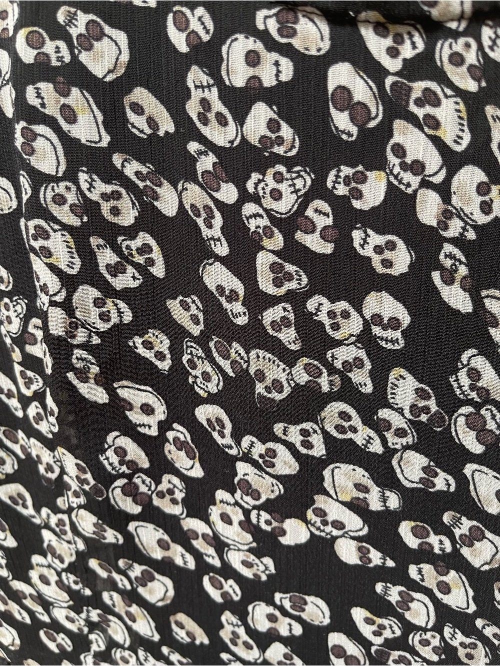 Royal Bones Black Cream Skull Print Vintage Goth Y2k Babydoll Mini Dress Daang - Picture 6 of 15